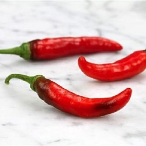 Rooster Spur peppers, small narrow red peppers